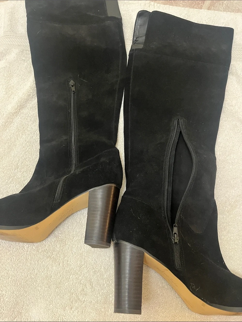 Lord & Taylor Black Suede Over-the-Knee Block Heel Boots